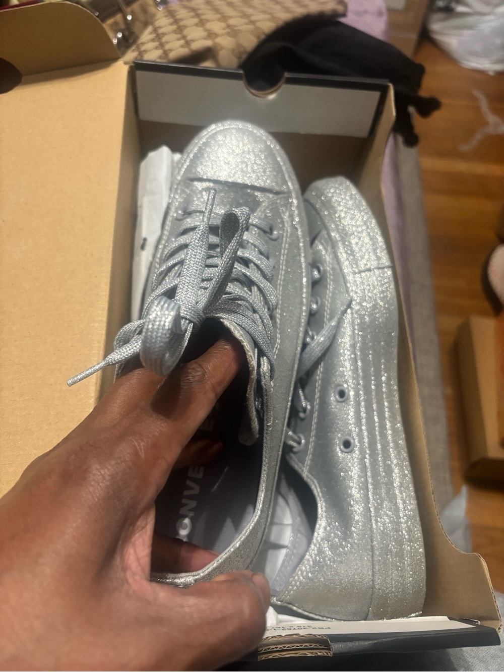 Converse Women's Silver Glitter Low-Top Sneakers